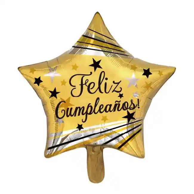 Estrella Con Mensaje De Feliz Cumpleaño 18 Pulgadas Dorada