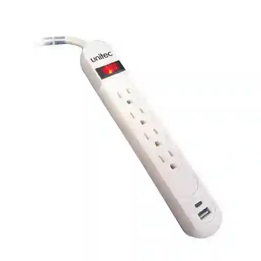 Multitoma Unitec 4 Tomas + 1 Usb + 1 Tipo C Blanca