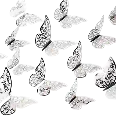Mariposas Decorativas 3d Plateada X 12 Unds