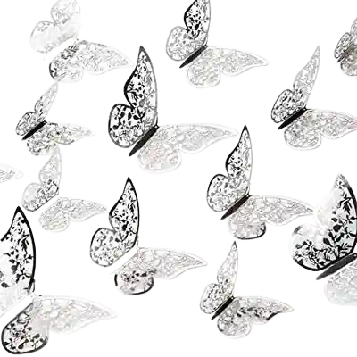 Mariposas Decorativas 3d Plateada X 12 Unds