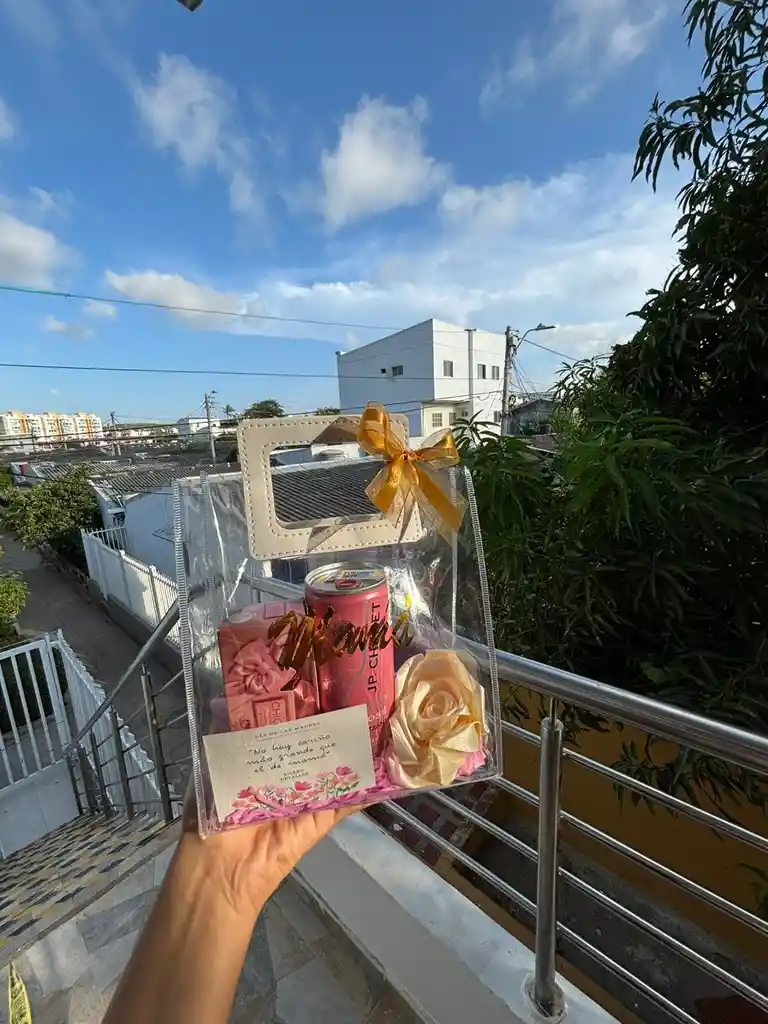 Bolso Con Champaña Y Rosas Eterna