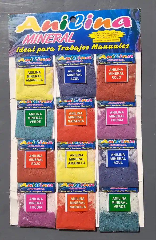 Anicilina Pintura Tiñe Tela Lana Carton Madera Mineral Y Vegetal Ideal Para Trbajos Manuales Disolver En Agua Caliente Tonos Tierra Y Multicolor