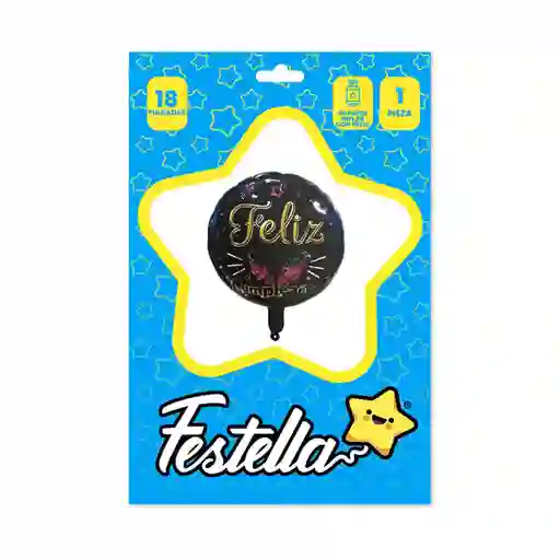 Circulo Negro Con Mensaje Feliz Cumpleaño 18 Pulgadas