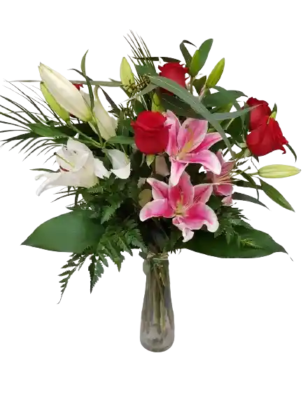 Lirios Rosas En Jarron