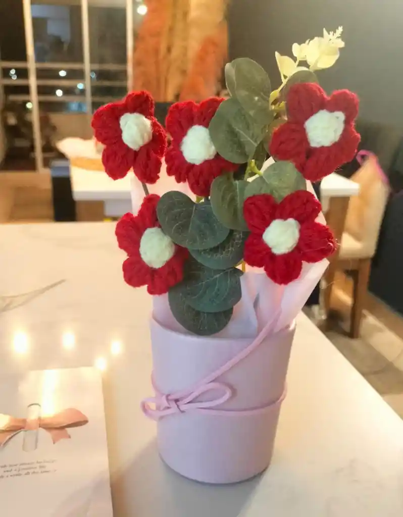 Bouquet De Margaritas En Croché 15 Cm.