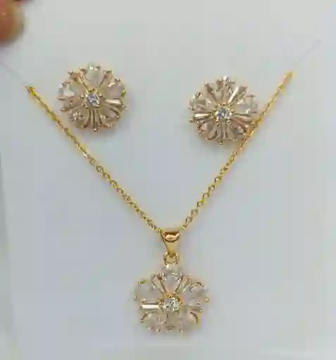 Set De Joyería Flor Cristal En Rodio – Edición De Regalo