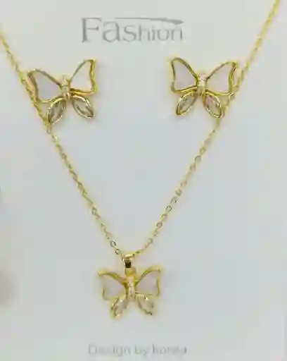 Set De Joyería Mariposa En Rodio Regalo Para Mamá - Feliz Dia Mama - Para Madre