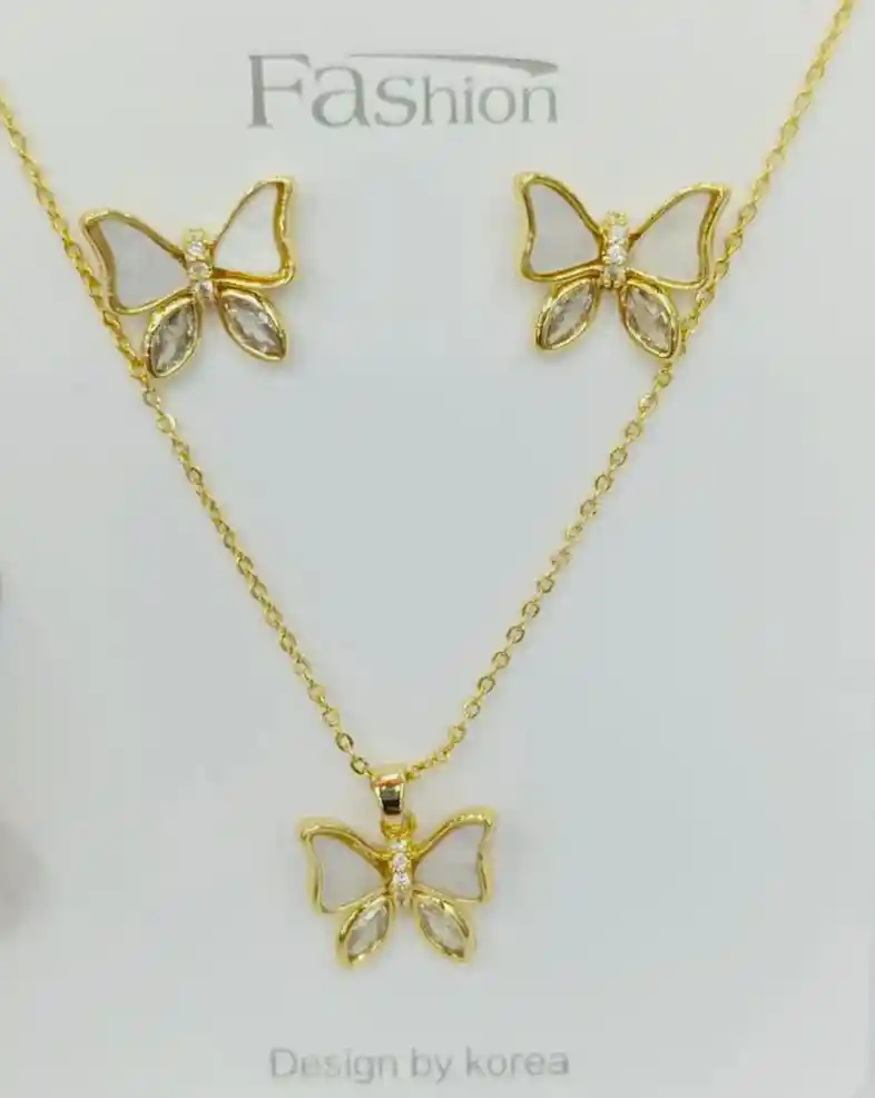 Set De Joyería Mariposa En Rodio Regalo Para Mamá - Feliz Dia Mama - Para Madre