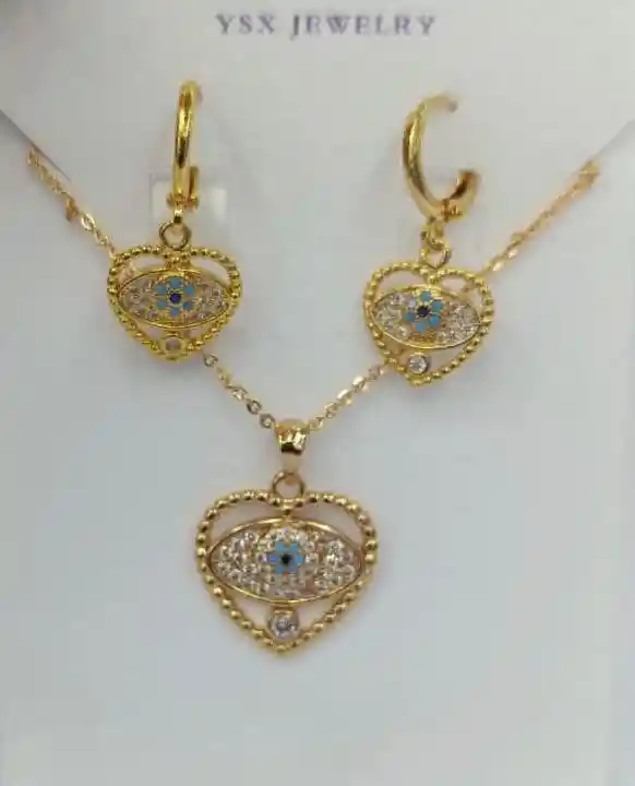 Set De Joyería Corazón Con Ojo Turco Regalo Para Mamá, Feliz Dia Mama, Para Madre