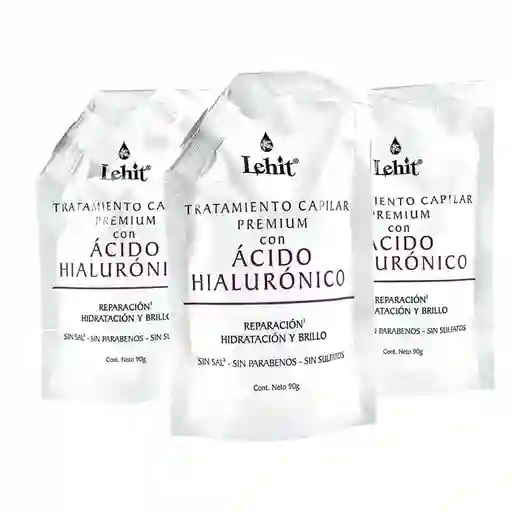 Tratamiento Capilar Premium Con Acido Hialuronico X90 Gr Doypack Lehit