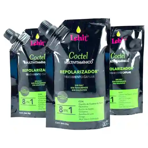 Tratamiento Capilar Coctel Multivitaminico Repolarizador 8 En 1 X90 Gr Doypack Lehit