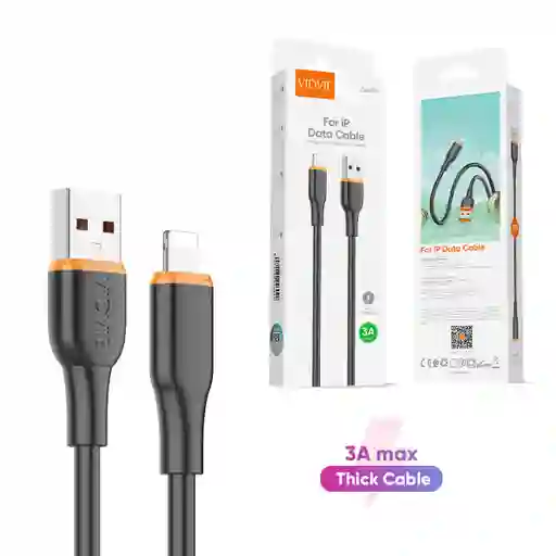 Cable De Datos Carga Rápida Para Iphone Color Negro