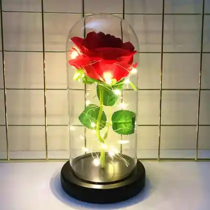 Rosas Flor Artificial Luces Led,rosa Roja De Seda