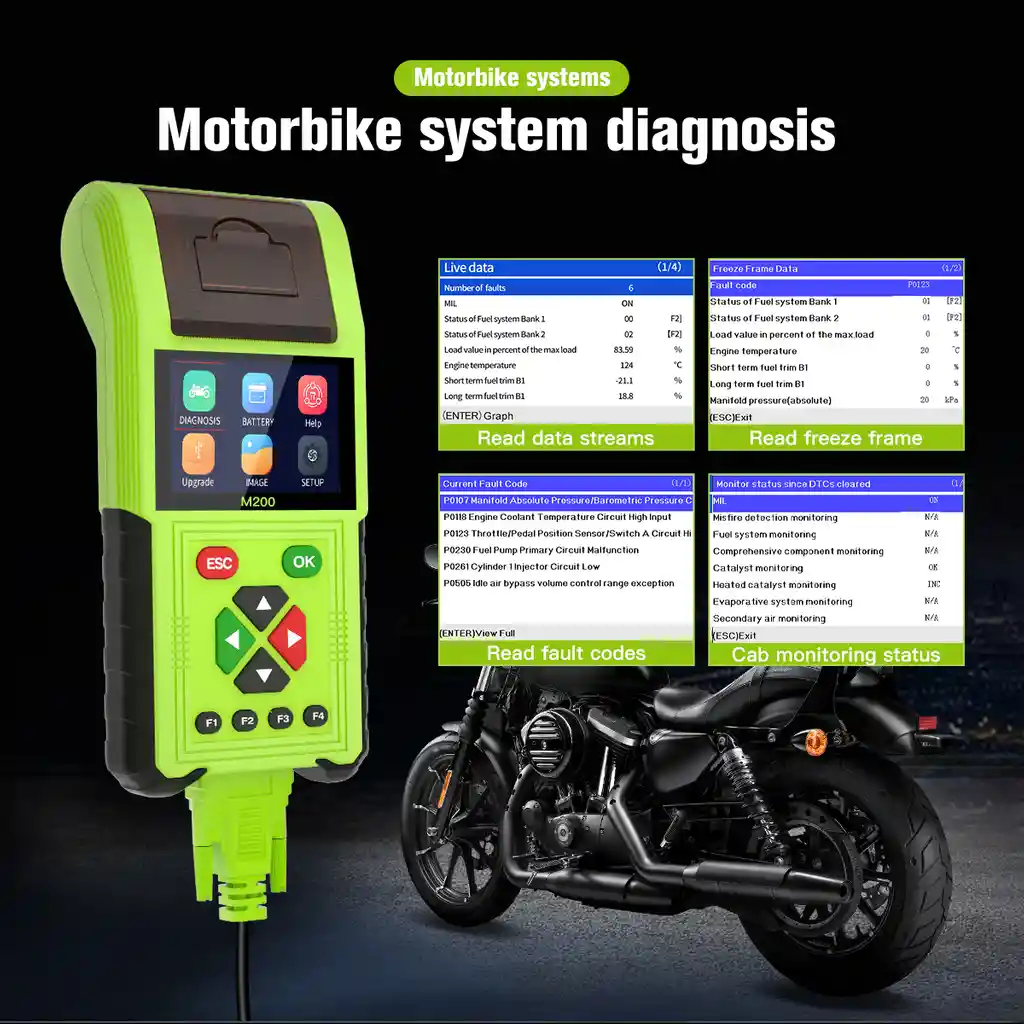 Scanner Multimarca Para Motocicletas M200 Full Conectores