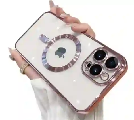 Case Magsafe Metalizado Iphone 15 Pro Oro Rosa