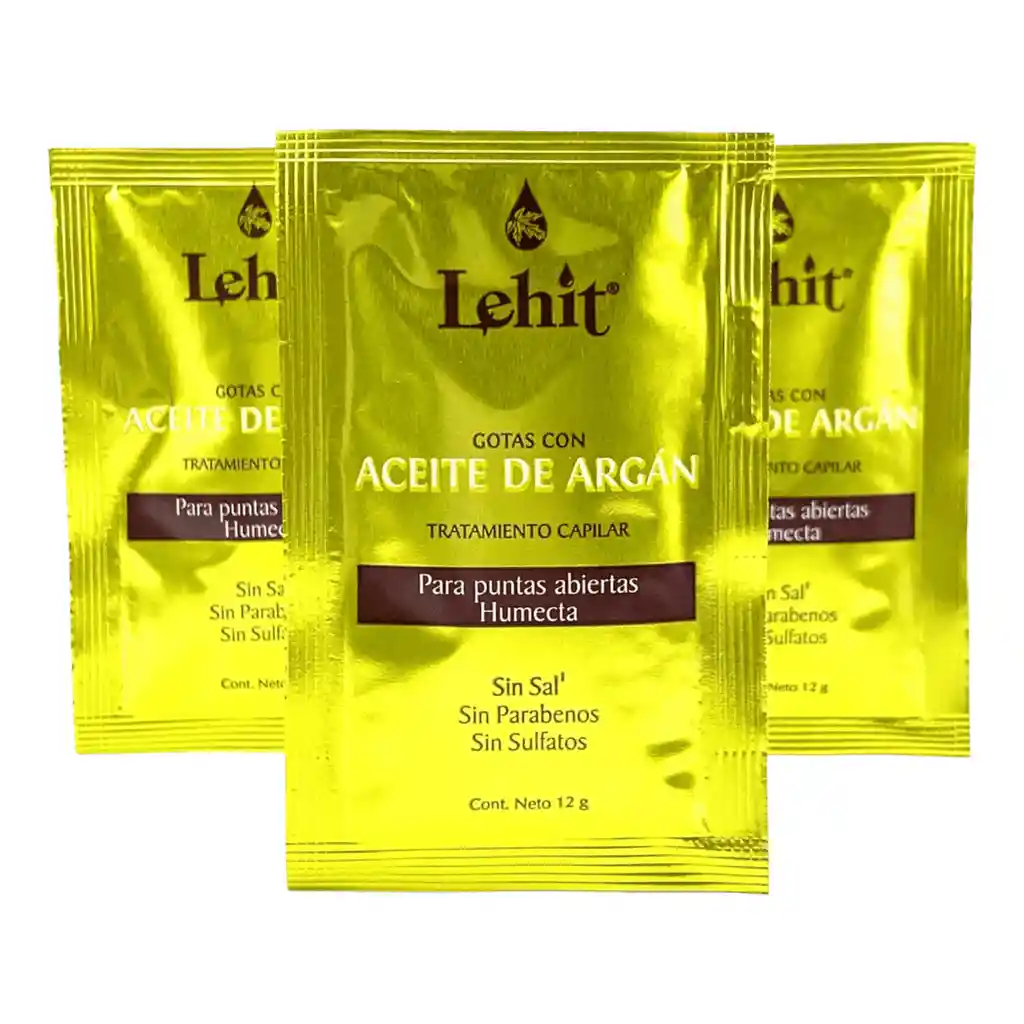 Tratamiento Capilar Oleo Esencial Gotas Aceite De Argan X12 Gr Sachet Lehit