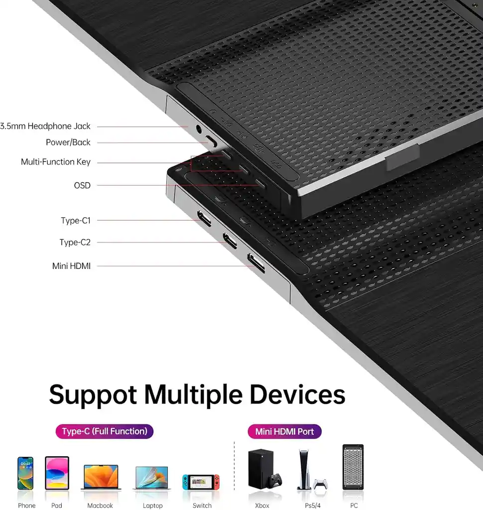 Monitor Portátil Fhd 156 Con Pantalla Ips Y Conexión Usb-chdmi