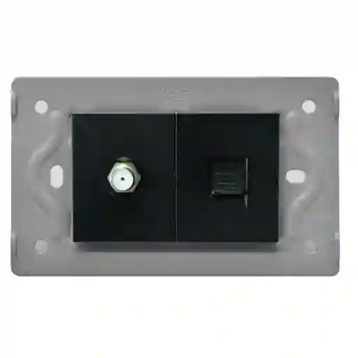 Toma Telefono + Tv Luxor Negra Intercambiable Sin Tapa Duke Energy (v17-036)