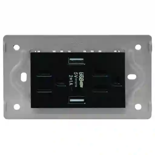 Toma Doble + 2 Usb Luxor Negra Intercambiable Sin Tapa Duke Energy