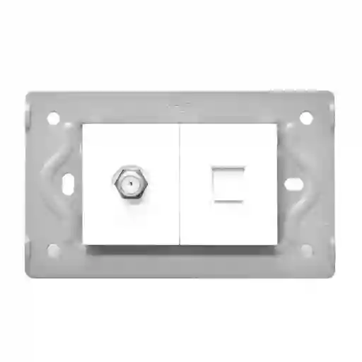 Toma Telefono + Tv Luxor Blanca Intercambiable Sin Tapa Duke Energy (v9-036)
