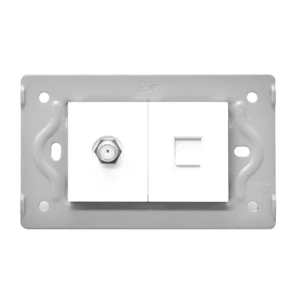 Toma Telefono + Tv Luxor Blanca Intercambiable Sin Tapa Duke Energy (v9-036)
