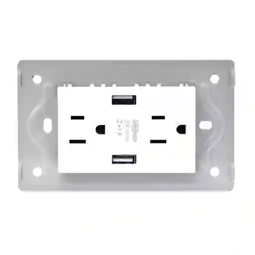 Toma Doble + 2 Usb Luxor Blanca Intercambiable Sin Tapa Duke Energy (v9-032)