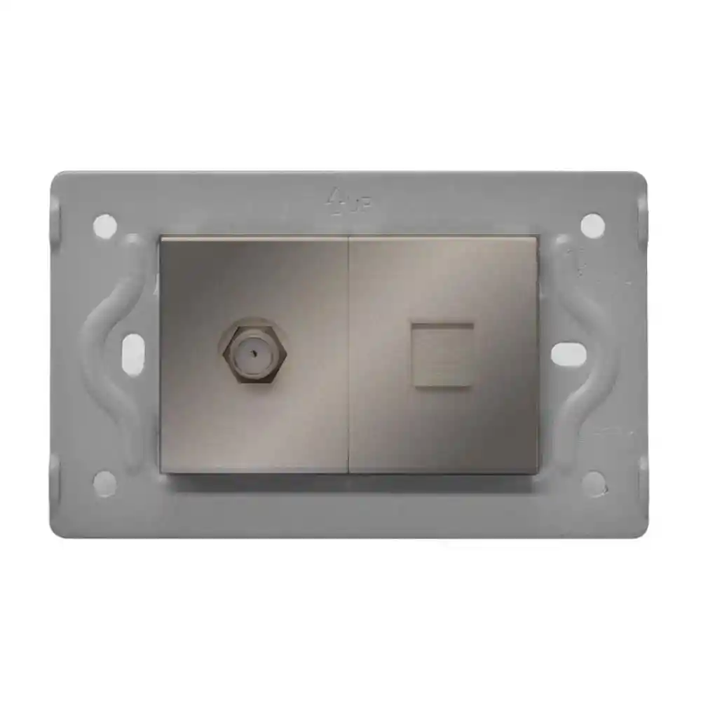 Toma Telefono + Tv Luxor Gris Intercambiable Sin Tapa Duke Energy (v3-036)