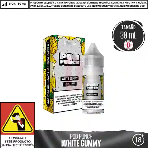 Pod Punch White Gummy Salts - 5%-50mg/30ml - Vapetasia