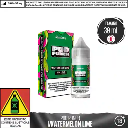 Pod Punch Watermelon Lime Salts - 5%-50mg/30ml - Vapetasia