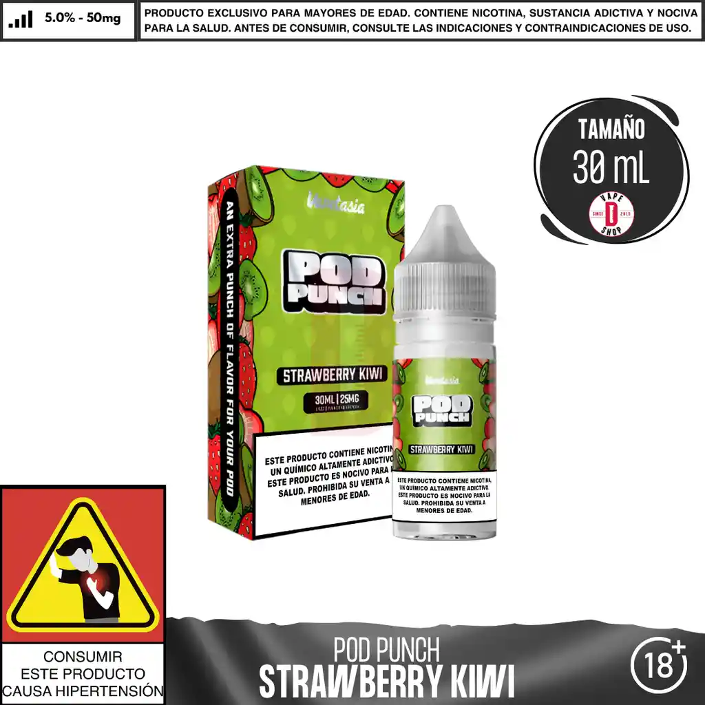 Pod Punch Strawberry Kiwi Salts - 5%-50mg/30ml - Vapetasia
