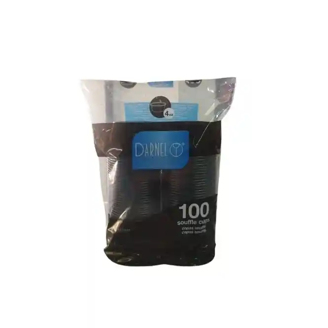 Copa Souffle 4onz Salsero Negro Darnel X 100und Con Tapa