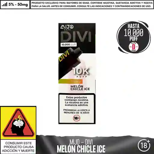 Melón Chicle Ice - Divi - 10000 Aspiraciones - 5%-50mg