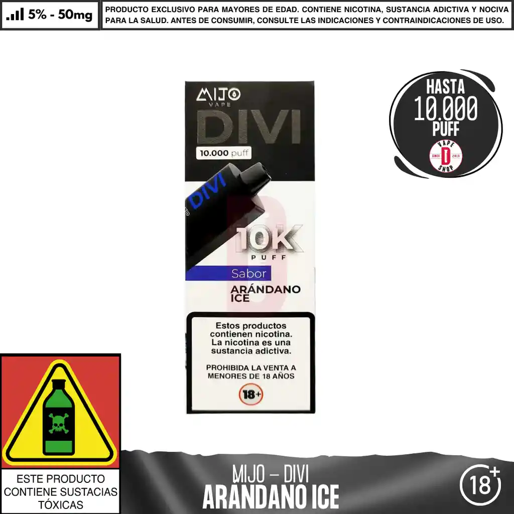 Arándano Ice - Divi - 10000 Aspiraciones - 5%-50mg