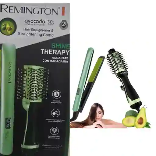 Combo Aguacate Plancha Remington Original + Cepillo Secador
