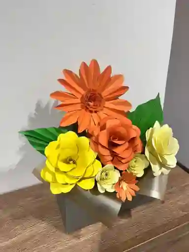 Caja Sobre Flores De Papel Dia De La Madre (amarillas)
