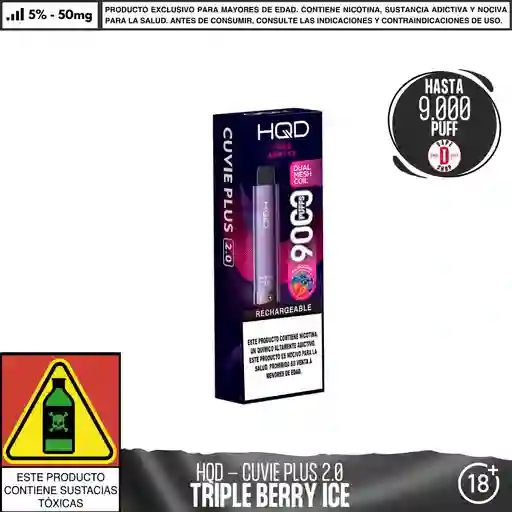 Triple Berry Ice - Hqd Cuvie 2.0 - 9000 Aspiraciones - 18ml