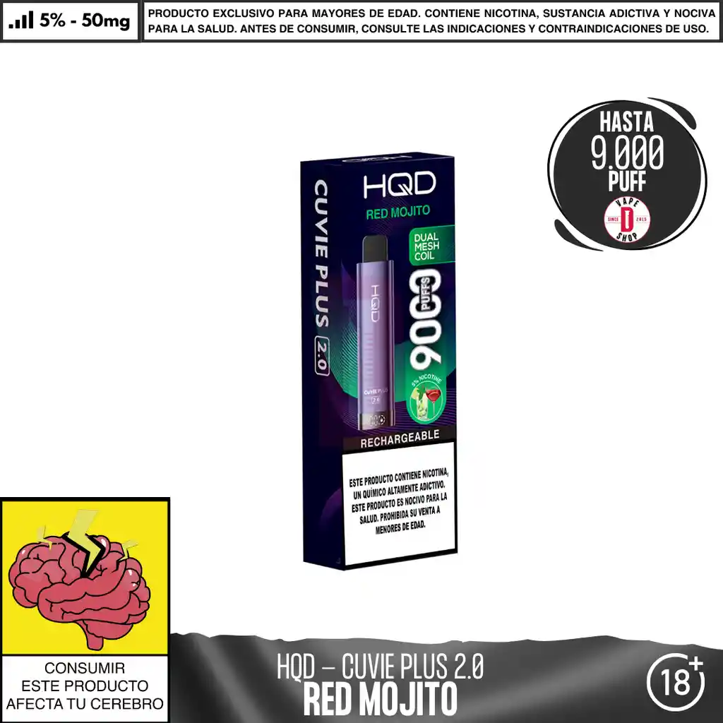 Red Mojito - Hqd Cuvie 2.0 - 9000 Aspiraciones - 18ml