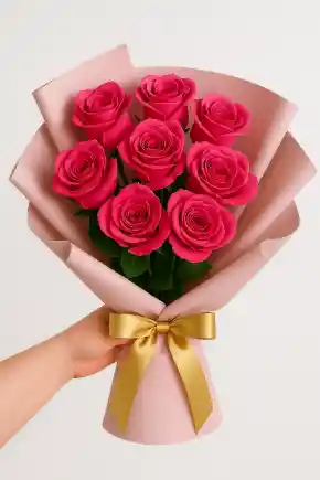 Bouquet De 12 Rosas En El Color Que Más Te Guste: Fucsia, Rojas, Salmón O Mostaza.