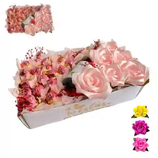 Regalo Especial Bouquet De Rosas, Vino Y Chocolates Para La Reina- Regalo Feliz Dia - Regalo Dia De Las Madres