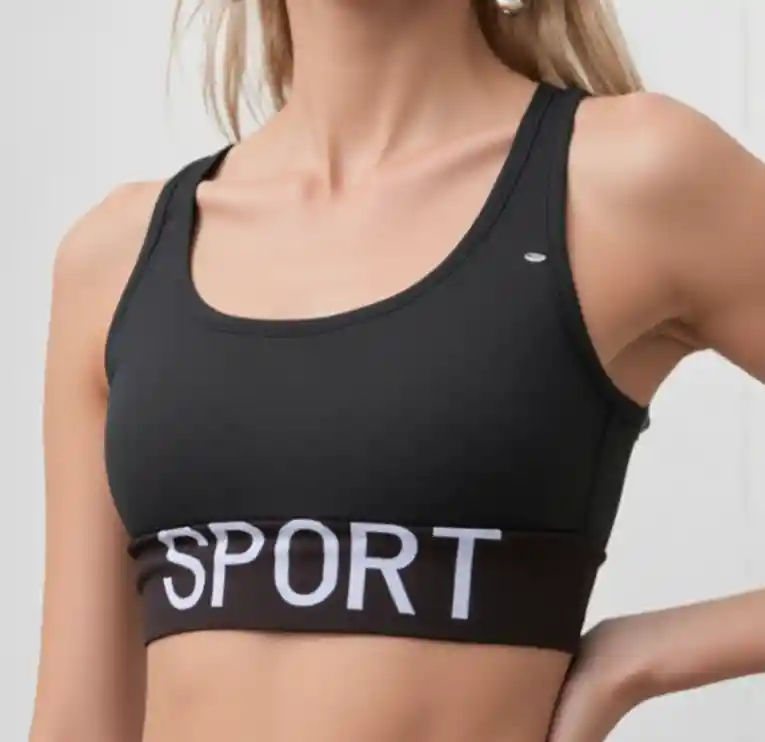 Top Negro Sport Talla Unica Banda Bordada