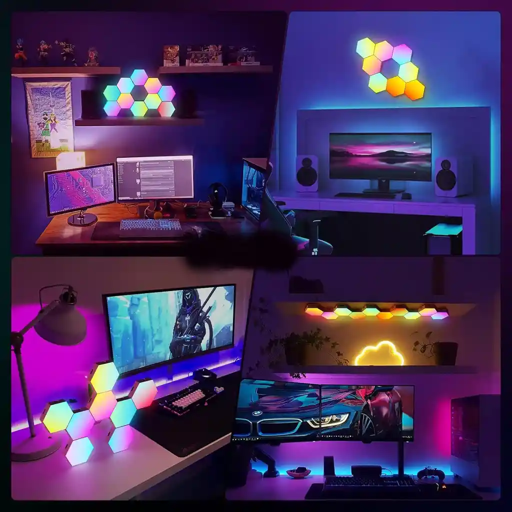 Kit 12 Unidades Hexagonos Led Rgb