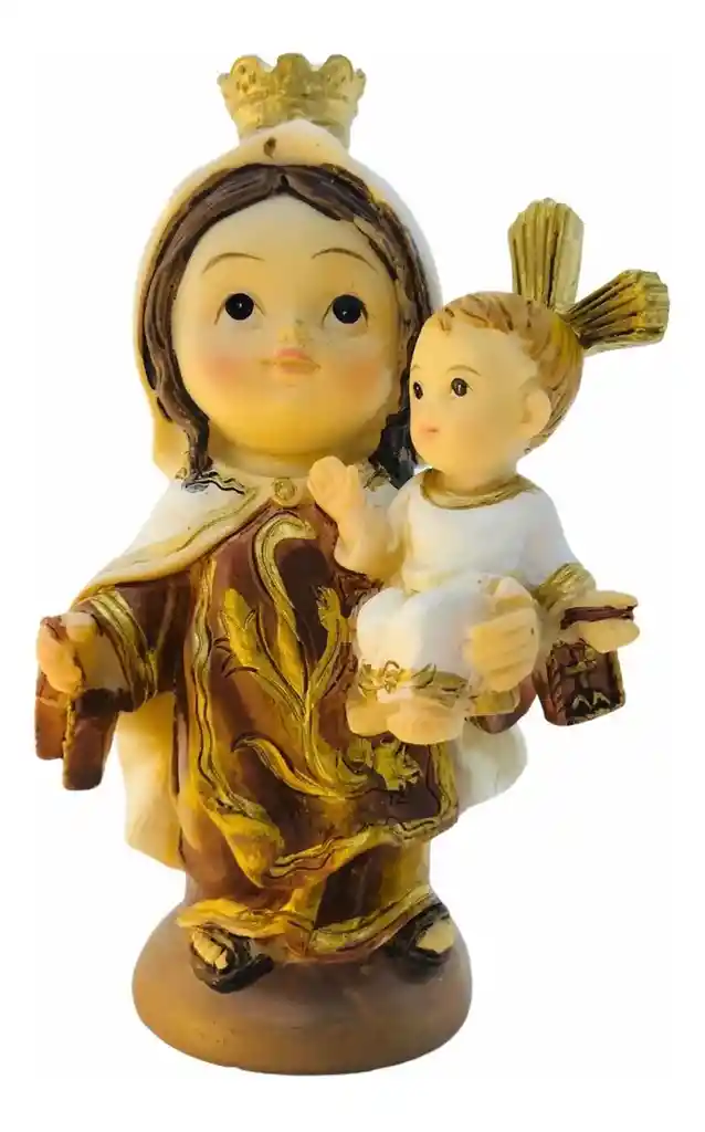 Figura Religiosa Virgen Del Carmen Carita De Bebé 10cm Porcelana Italiana Firenzi