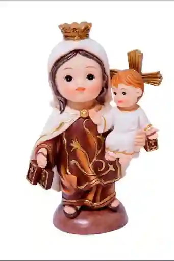 Figura Religiosa Virgen Del Carmen Carita De Bebé 10cm Porcelana Italiana Firenzi