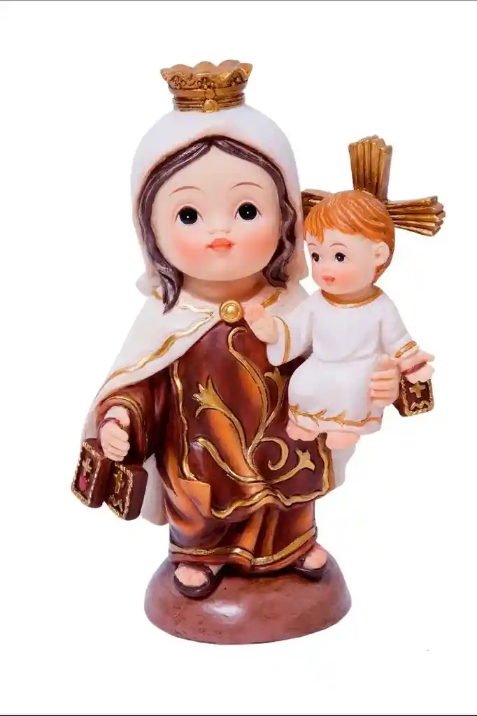 Figura Religiosa Virgen Del Carmen Carita De Bebé 10cm Porcelana Italiana Firenzi