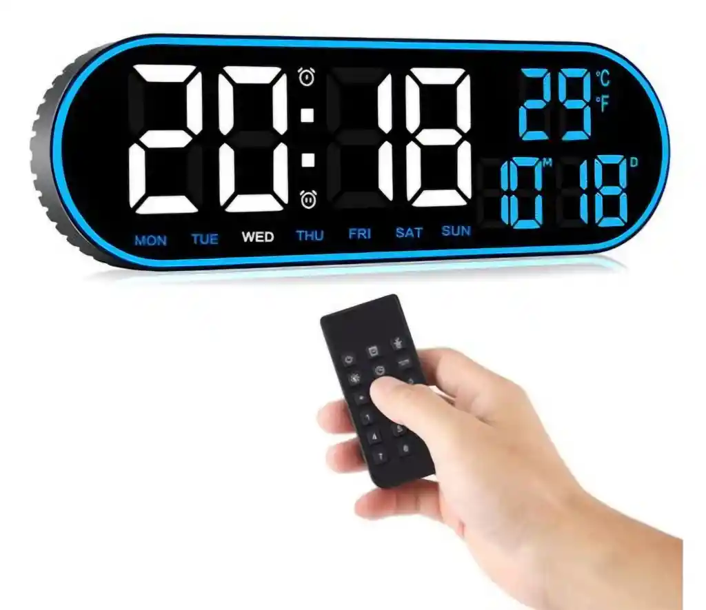 Reloj Inteligente Digital De Pared Grande Luz Led Control Remoto Verde