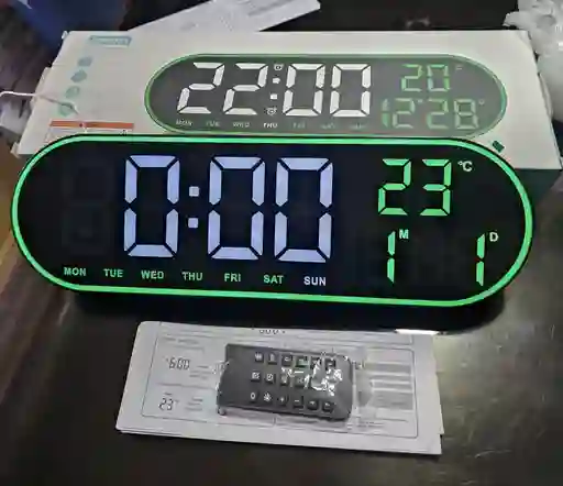 Reloj Inteligente Digital De Pared Grande Luz Led Control Remoto Verde