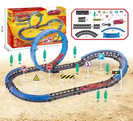 Pista De Carro Para Ensamblar 39 Piezas Y Accesorios Juguete