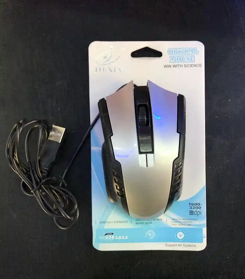 Mouse Alambrico Con Cable Jiexin Gris Con Negro