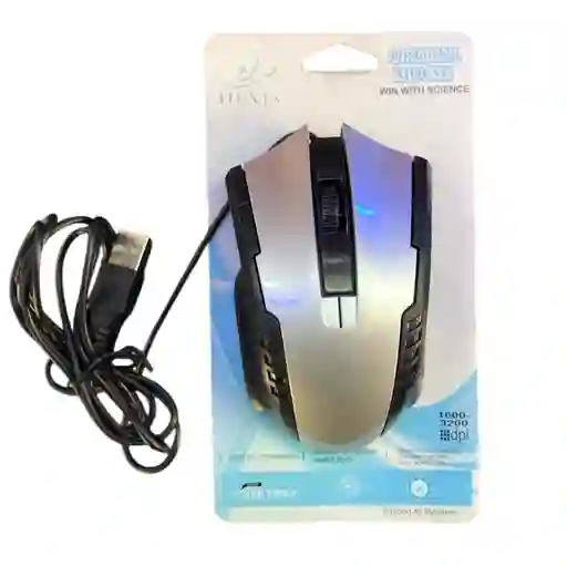 Mouse Alambrico Con Cable Jiexin Gris Con Negro
