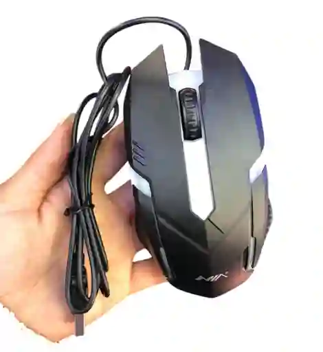 Mouse Alambrico Con Cable Nia Negro Con Luz